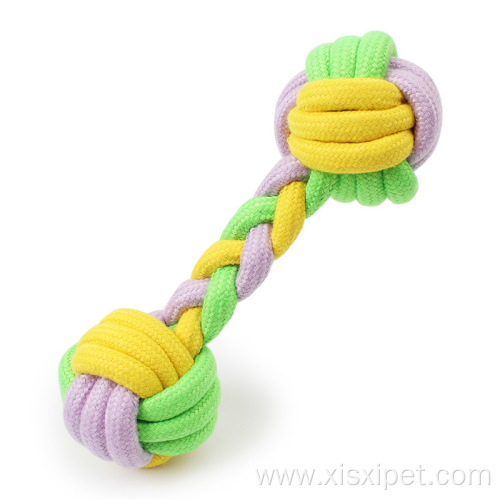 Candy Color Cotton Rope Barbells Chewing Dog Toy